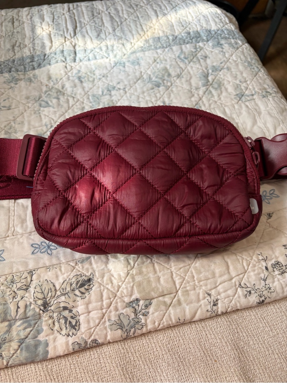Lole Quilted Burgundy Mini Crossbody Belt Bag